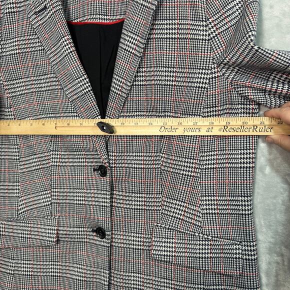 Talbots Aberdeen Blazer Womens 16 White Black Plaid Knit Stretch Lined 2 Button - Picture 8 of 11